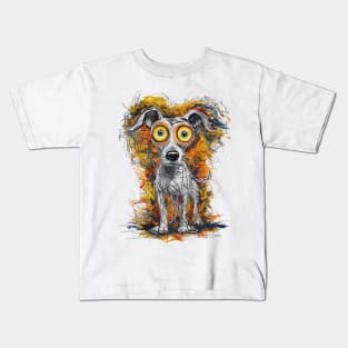 Gaze of Wonder - Expressive Abstract Dog Kids T-Shirt